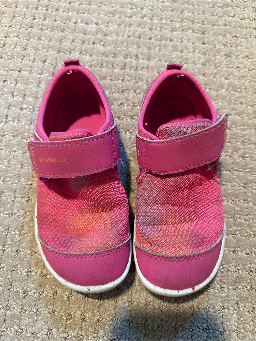 Merrell Barre Feet Toddler Girl Hot Pink Slip-On Sneakers with Velcro Strapping